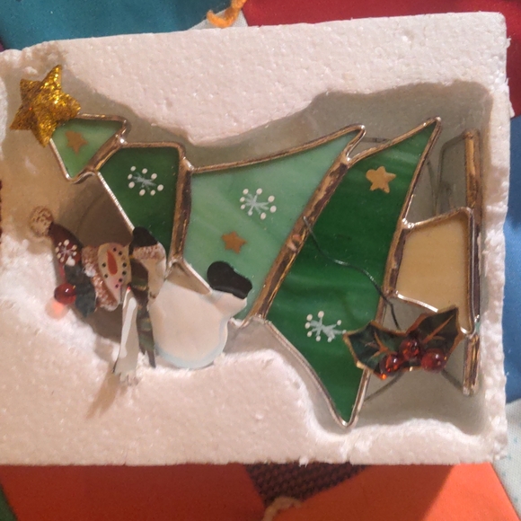2/20$ INTERNATIONAL SILVER CO. Snowman Stained Glass Votive - Picture 5 of 12